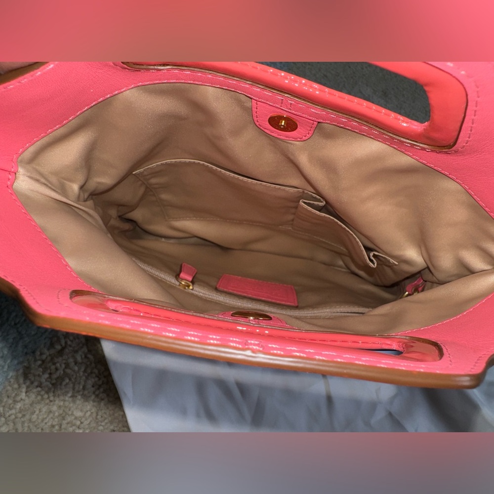 NWOT COACH AUTHENTIC BONNIE FOLD OVER SATCHEL BEIGE PINK - Picture 8 of 13